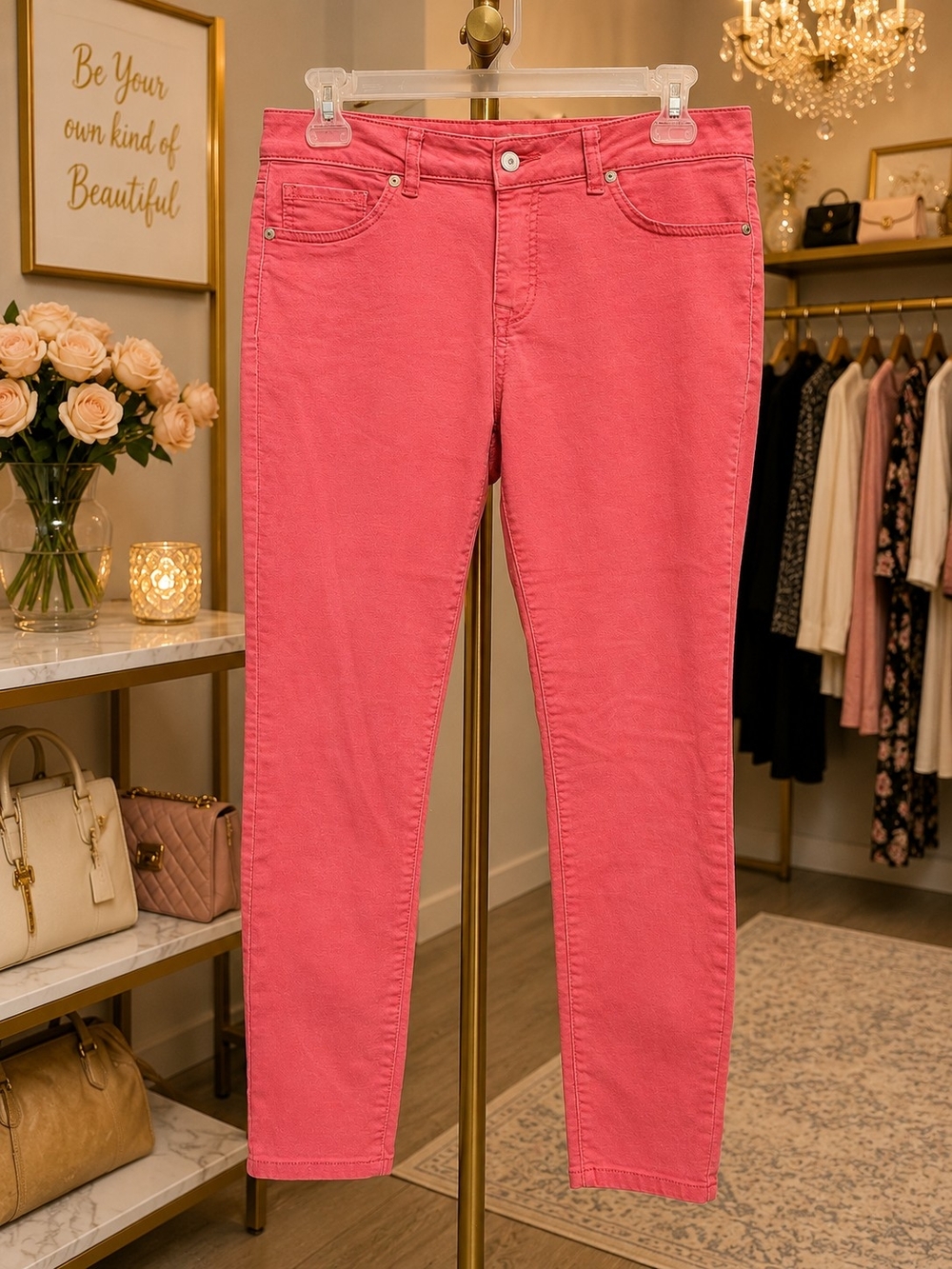 Artisan NY Coral Pink Ankle Jeans Size 8 | Stretch Denim | Cropped Skinny